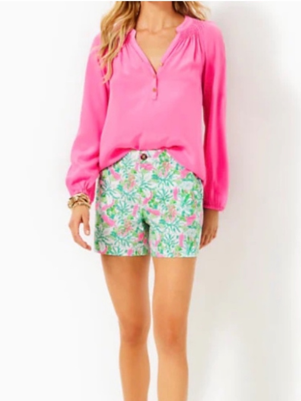 NWT Lilly Pulitzer Gretchen High Rise Shorts 5” Botanical Green Just Wing It 16